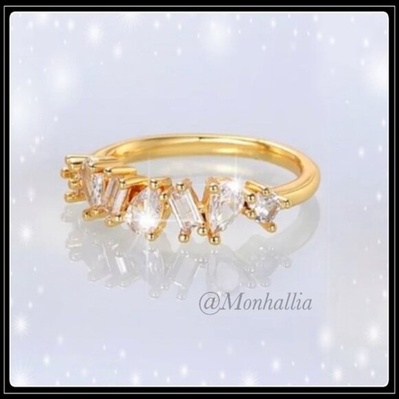 None Jewelry - NEW GOLD ETERNITY STONE SIMULATED DIAMOND SQUARE BAGUETTE RING